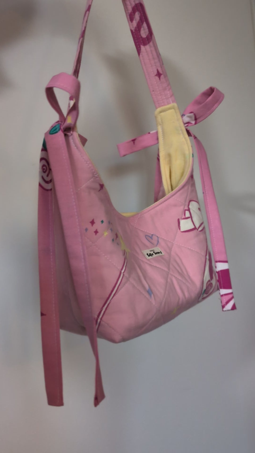 Vintage Barbie handmade bow Bag (yellow lining)