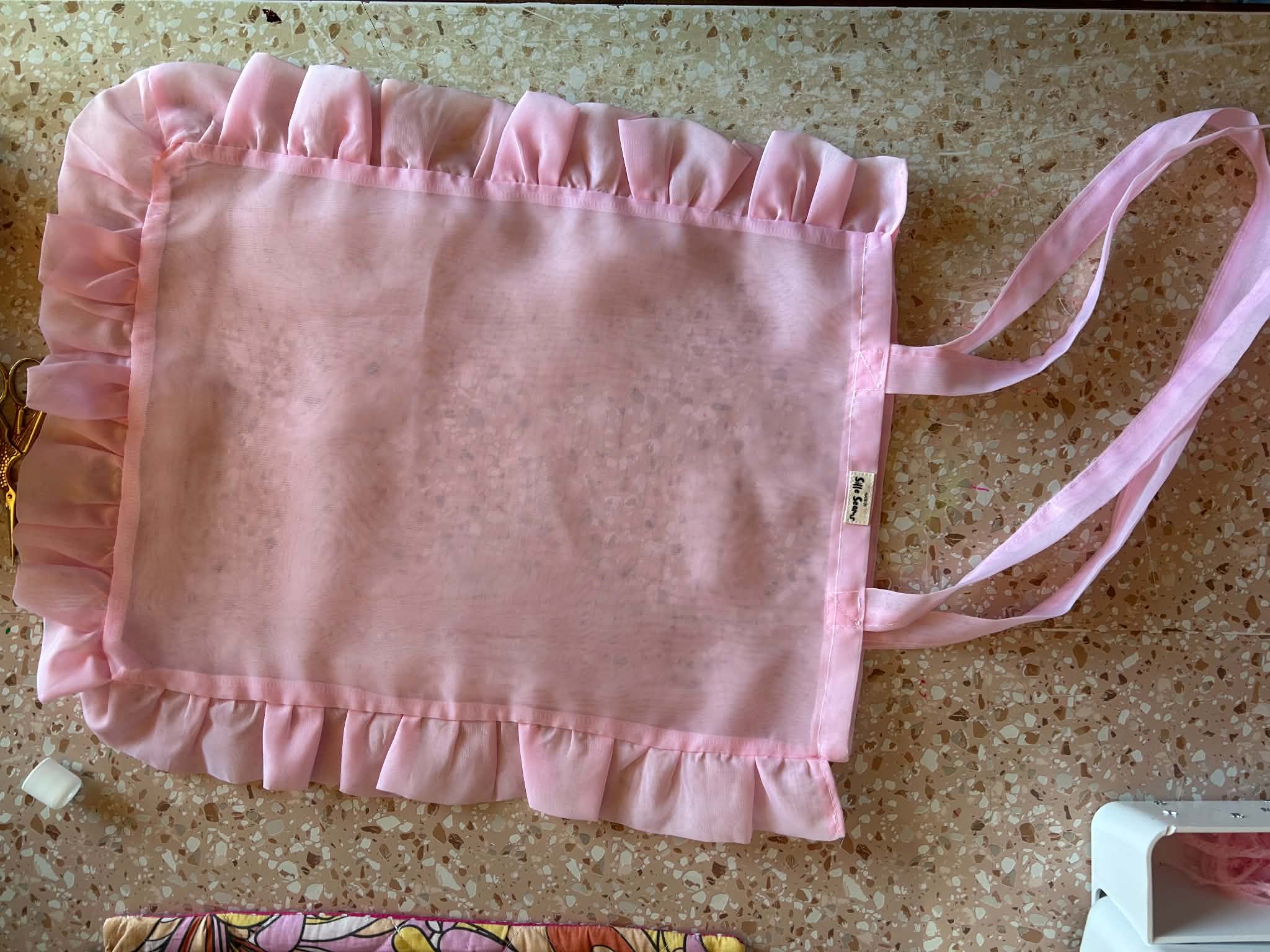 Pink Chiffon ruffle tote