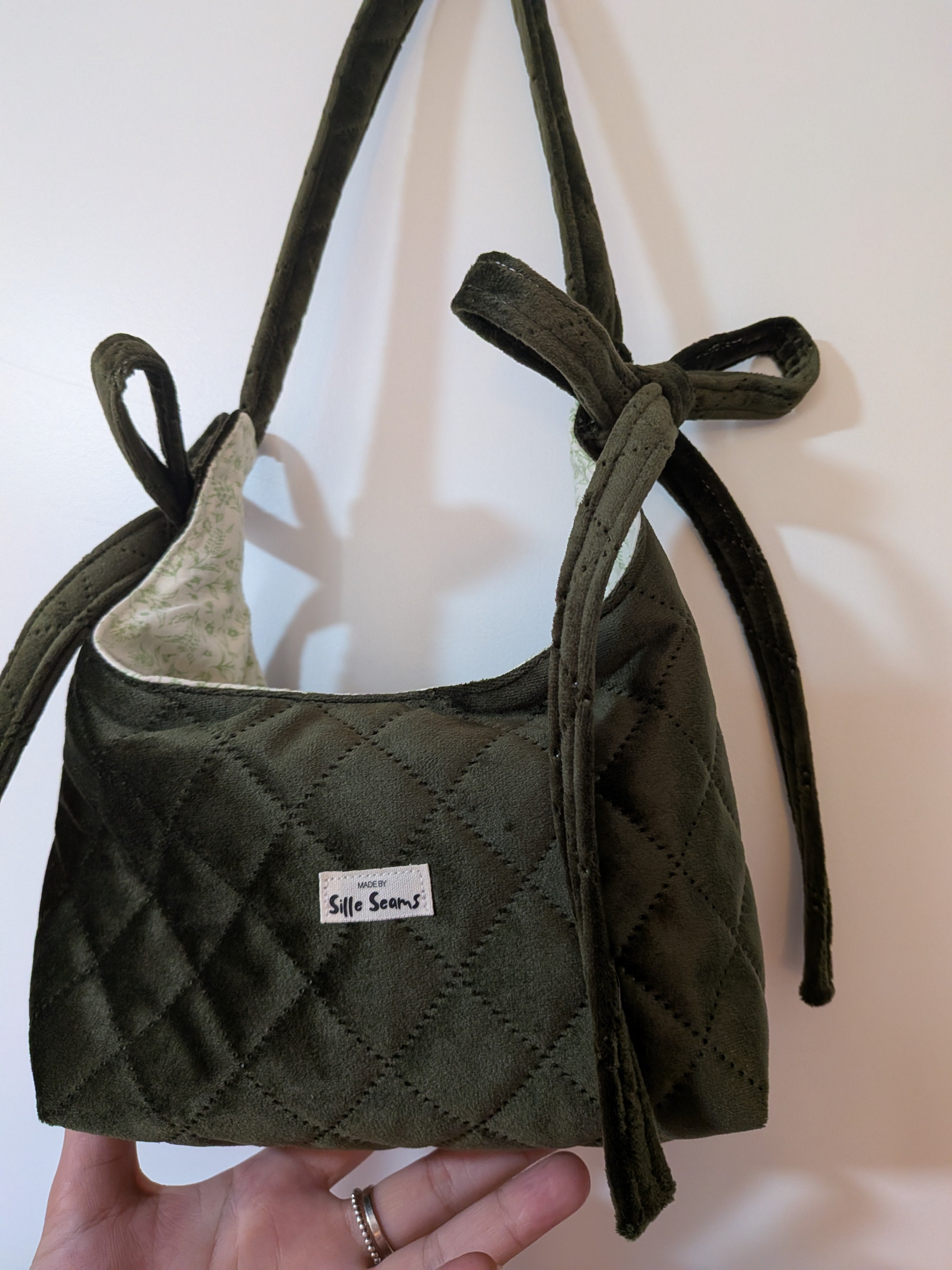 Quilted Velvet Bow bag