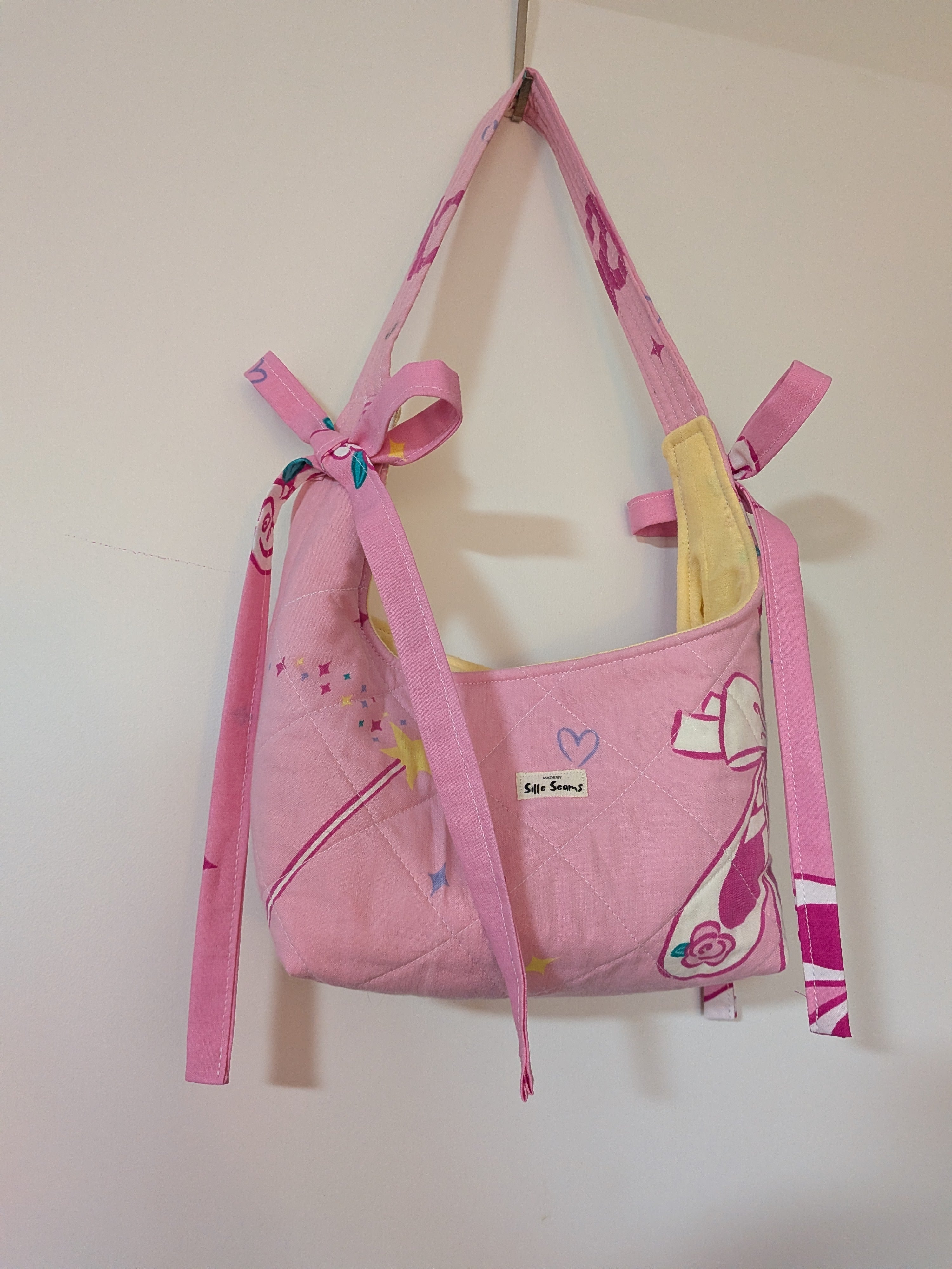 Vintage Barbie handmade bow Bag (yellow lining)