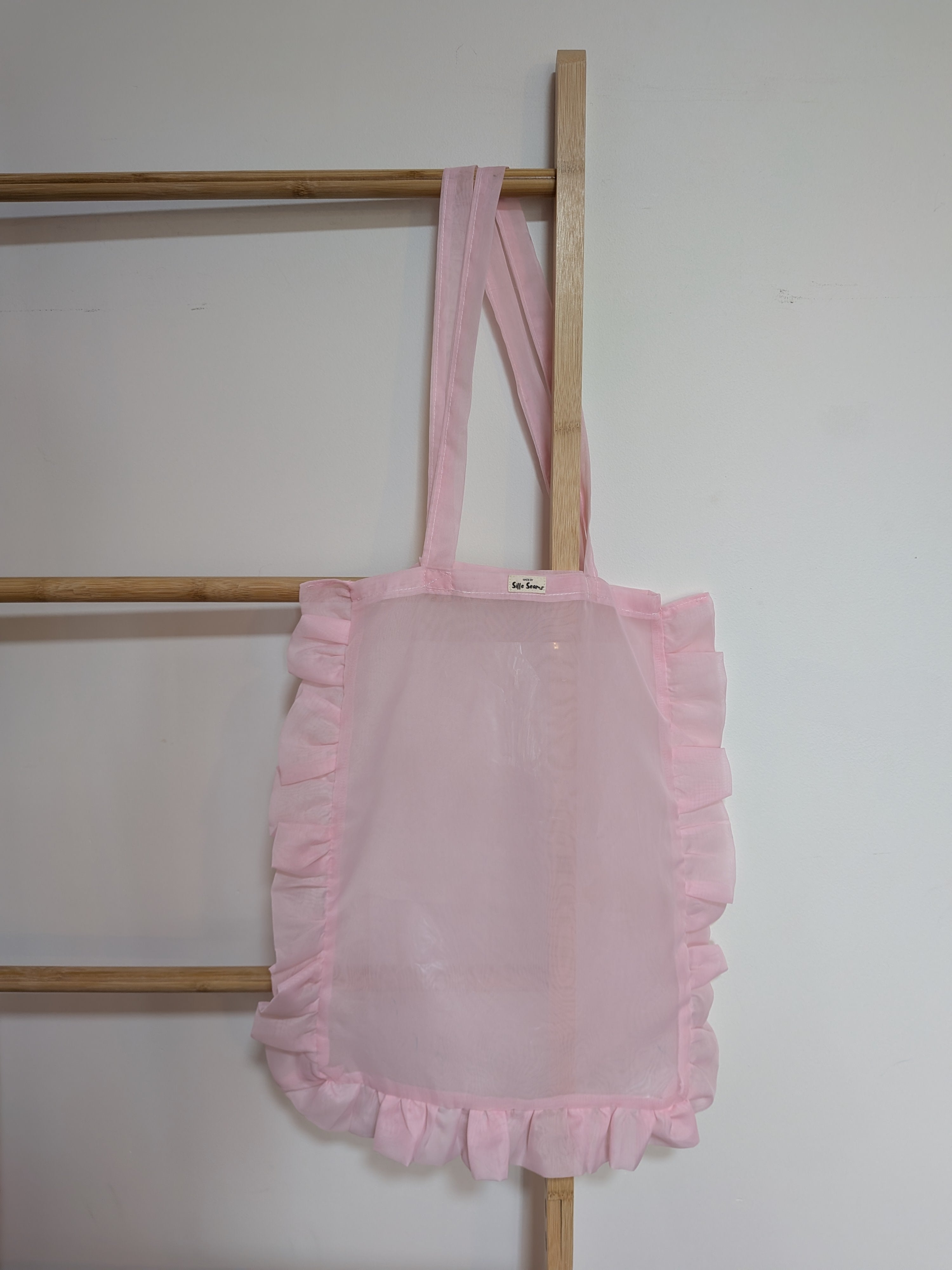 Pink Chiffon ruffle tote