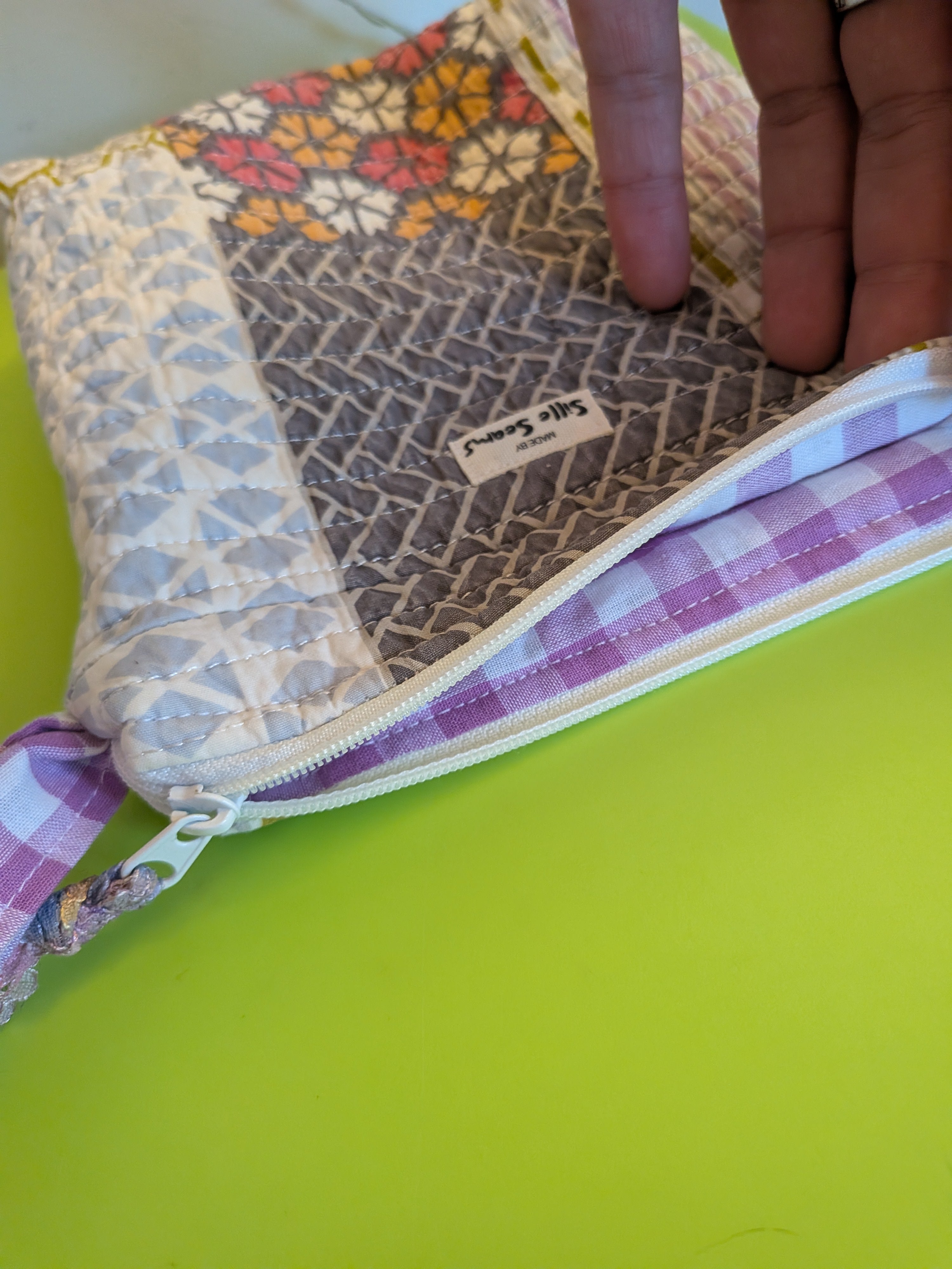 Quilted zipper pouch
