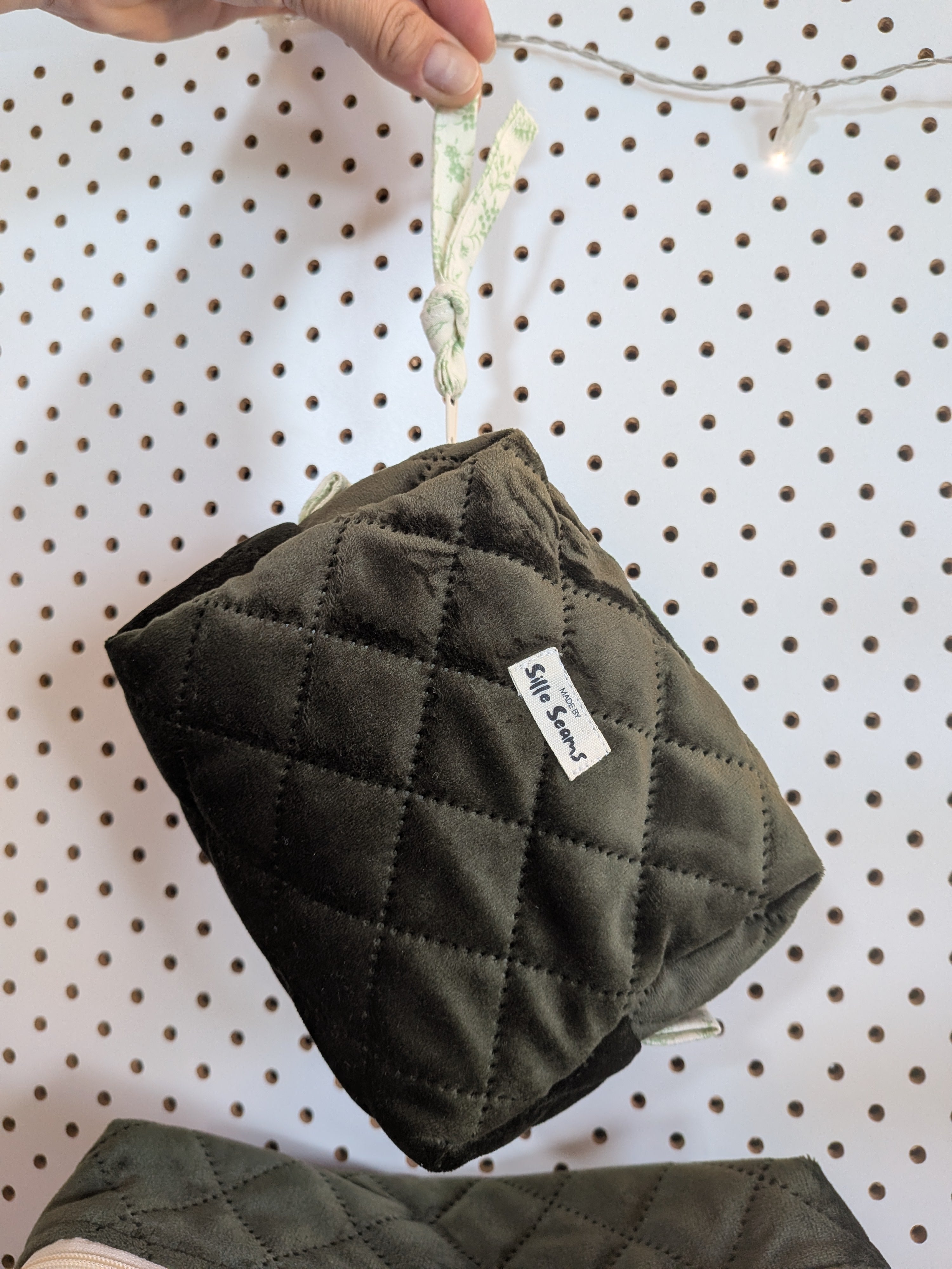 Green velvet boxy bags, SET OF 3