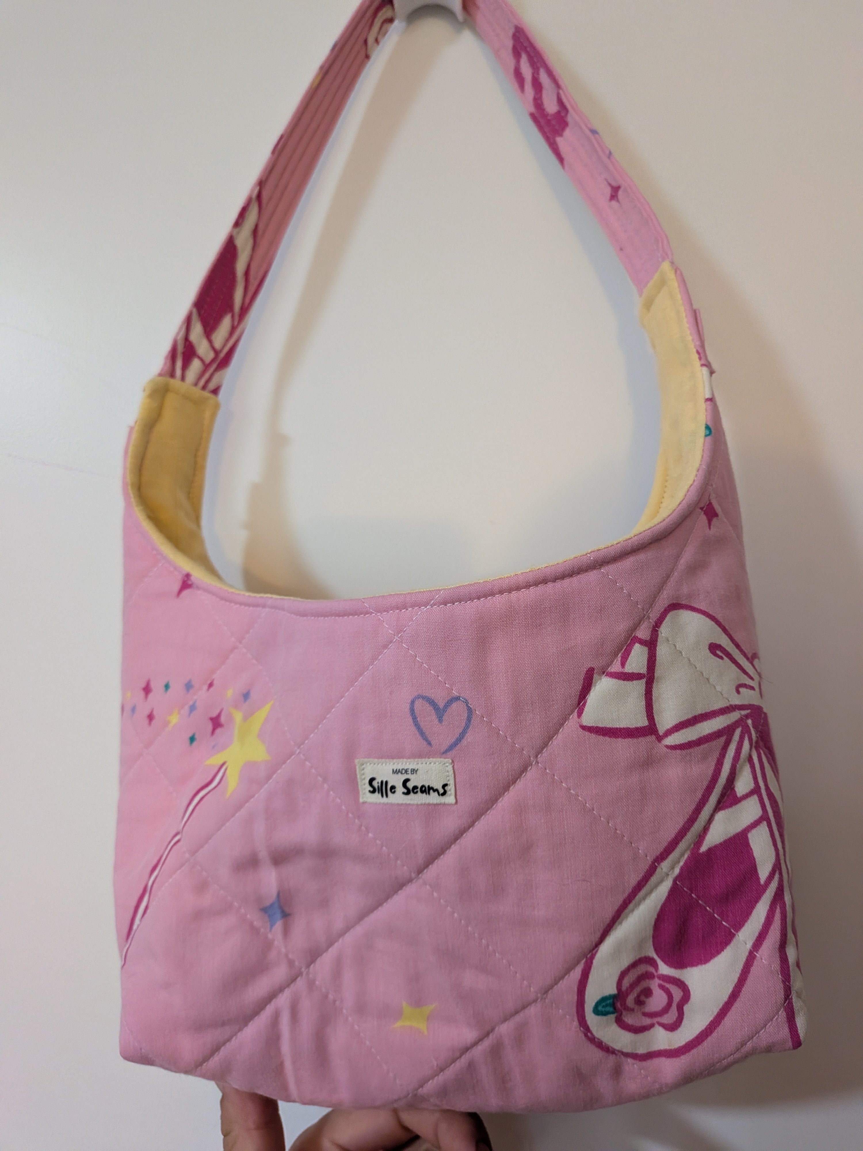 Vintage Barbie handmade bow Bag (yellow lining)