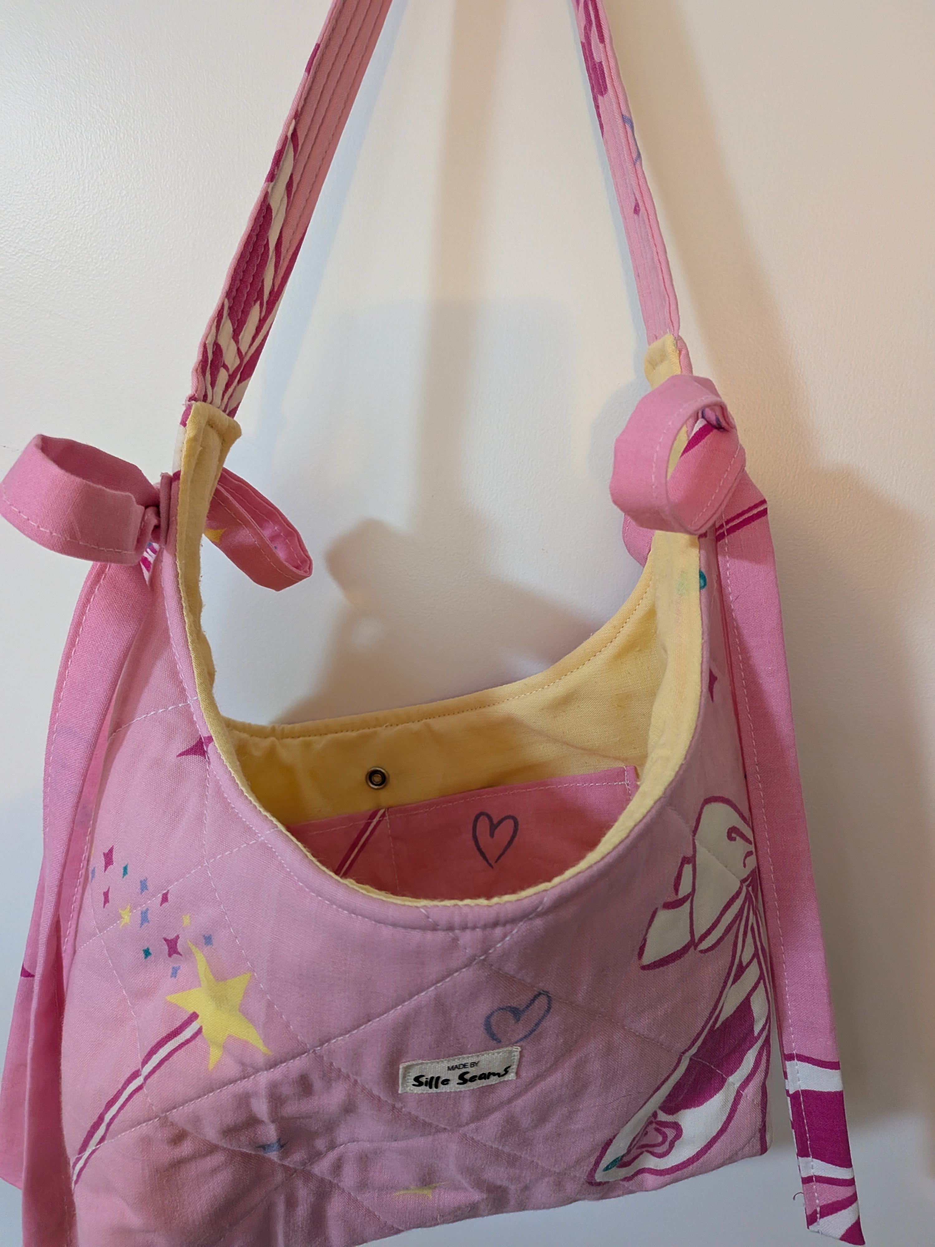 Vintage Barbie handmade bow Bag (yellow lining)