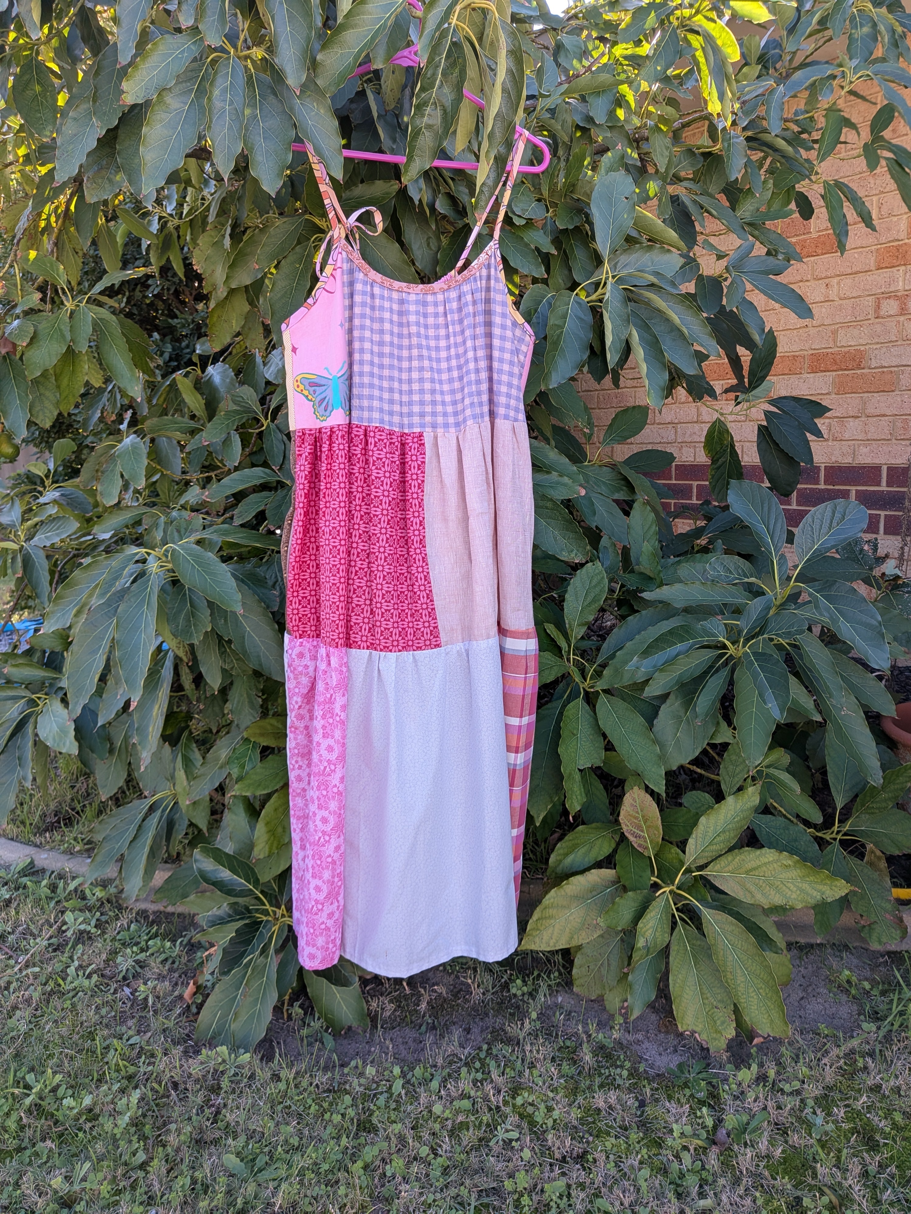 Patchwork Midi Dress, one-of-a-kind. Fits size 10-14