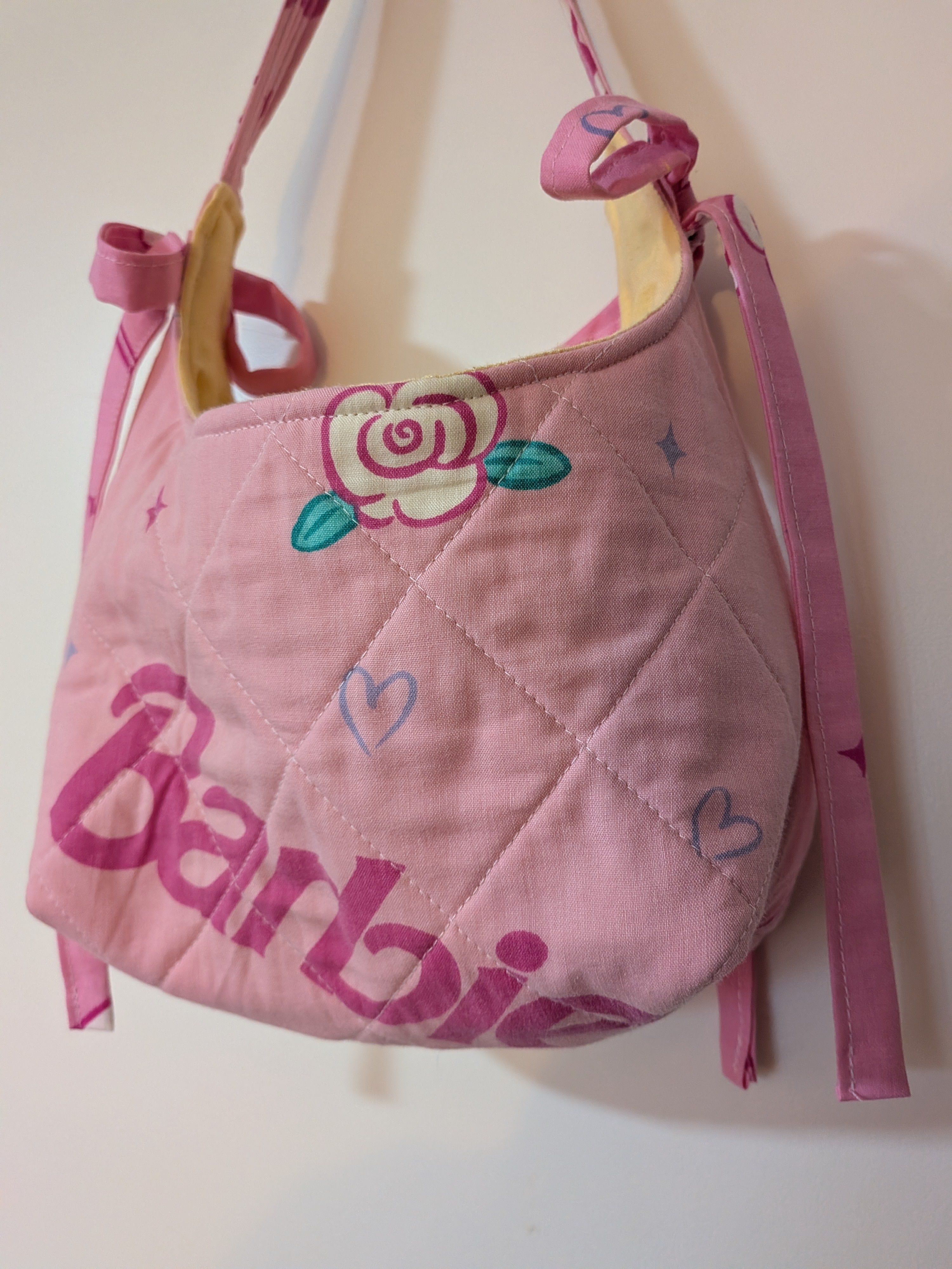 Vintage Barbie handmade bow Bag (yellow lining)