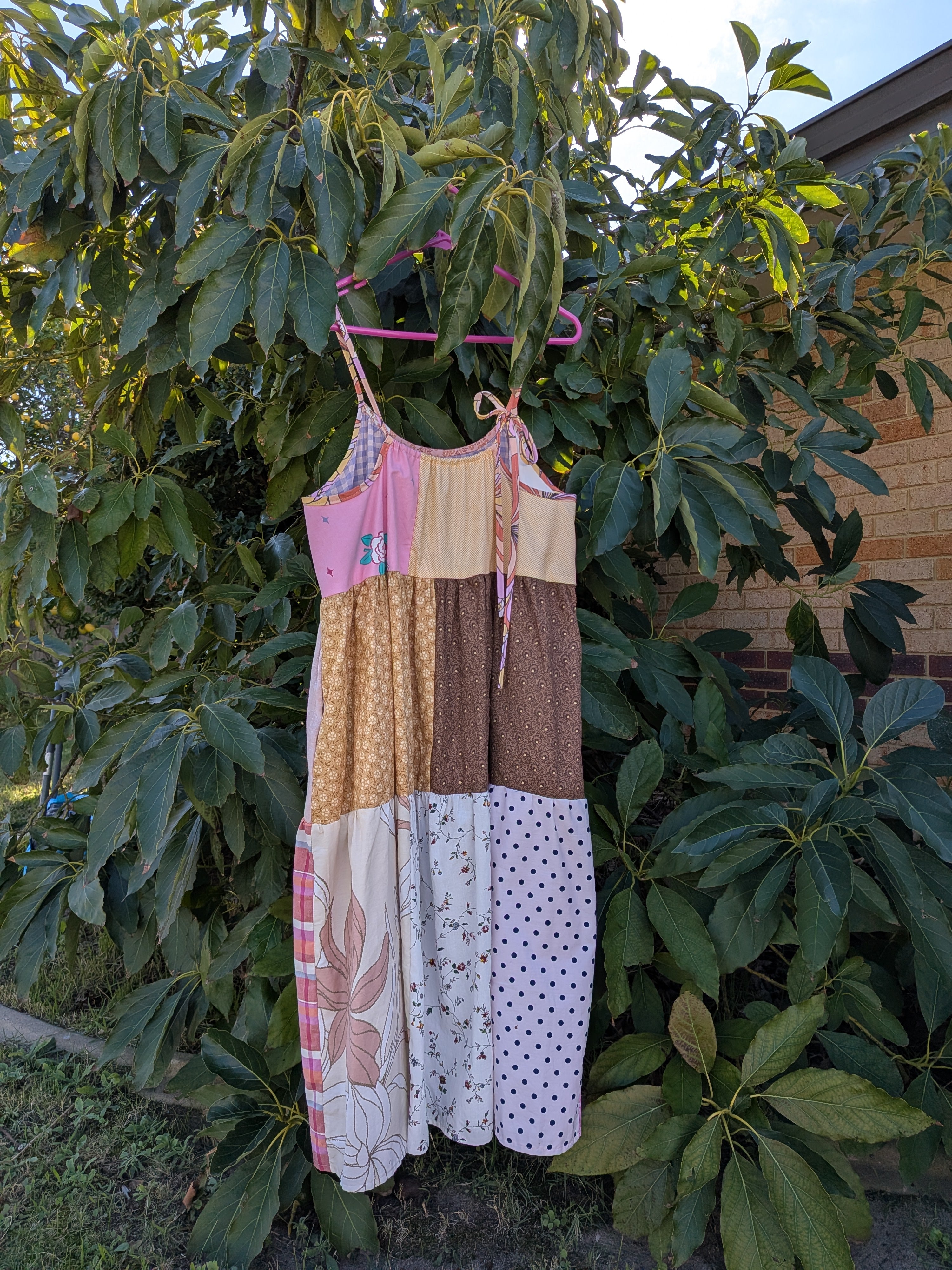 Patchwork Midi Dress, one-of-a-kind. Fits size 10-14